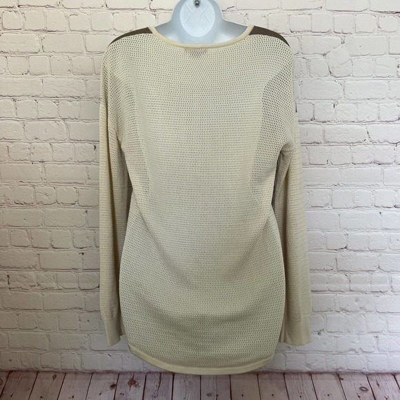 Mel & Lisa Brown & Cream 75% Silk Blend Pullover High Low Sweater - Size Small - Picture 6 of 9